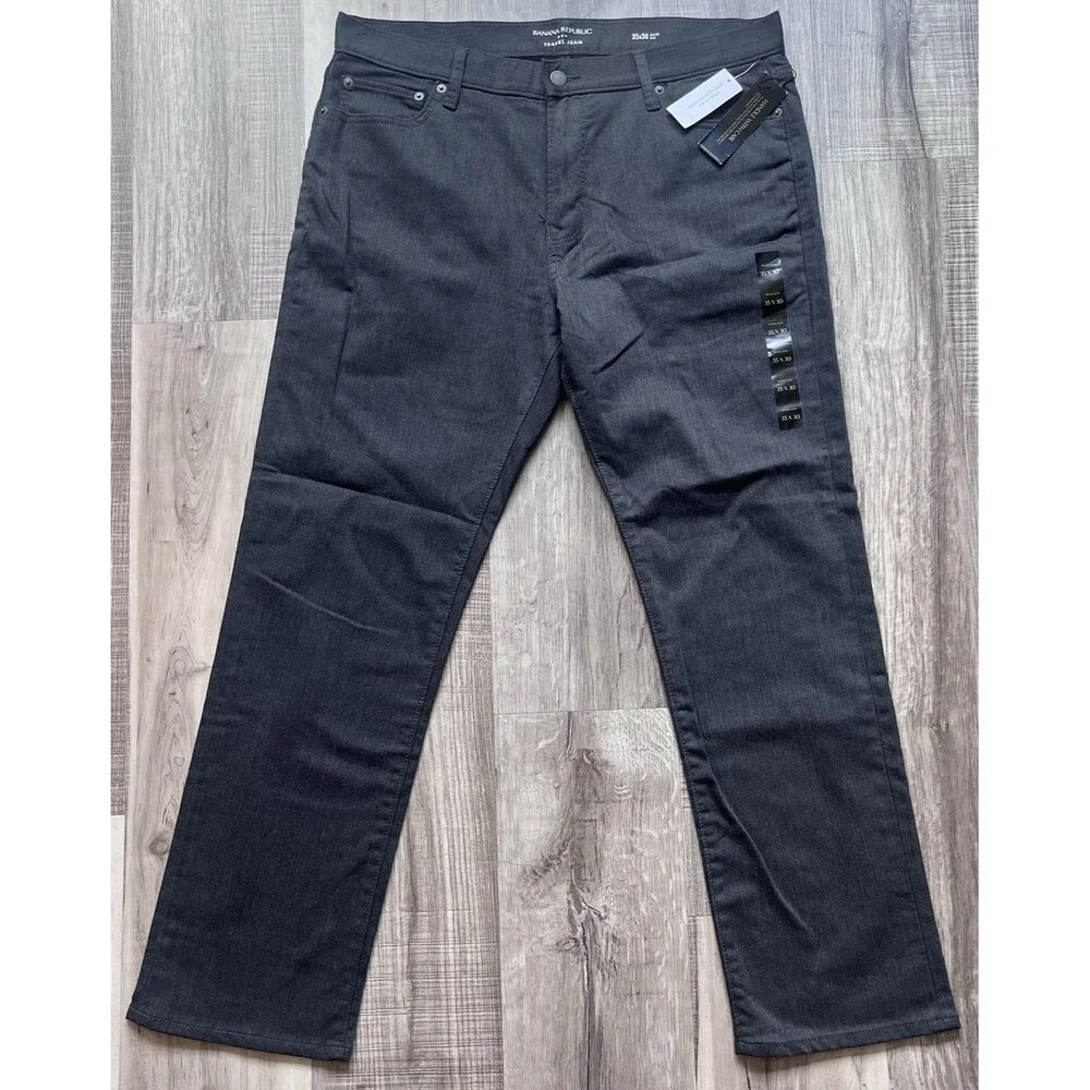 NWT Banana Republic Travel Jeans Athletic Men 35x30 Charcoal Grey Denim Stretch